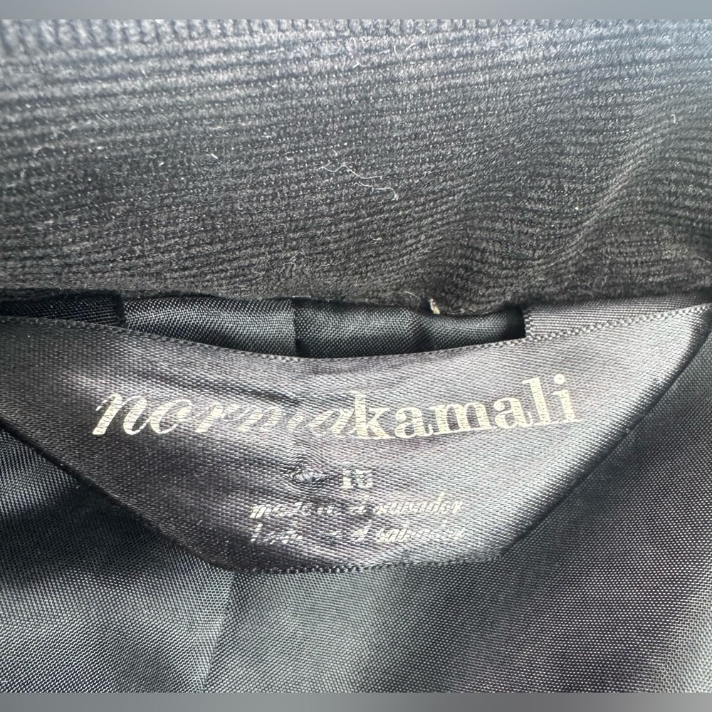 Norma Kamali Corduroy One Button Fitted Black Lined Blazer Womens Size 16 - Picture 4 of 11